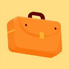 Briefcase Illustration: An eye-level, cartoon-style illustration showcases a neatly drawn orange briefcase, evoking professional imagery.