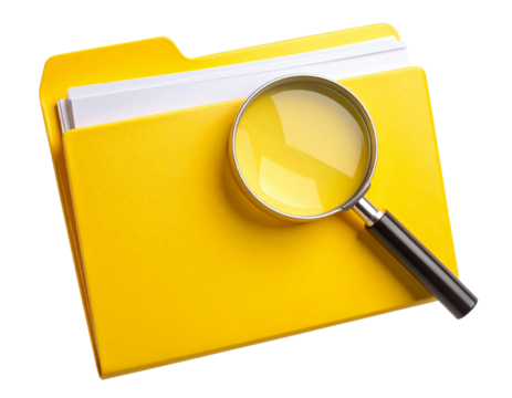 PNG Up arrow 3d icon illustration business concept isolated transparent background - Yellow File Folder with Magnifying Glass on Top, Search Concept Icon, PNG Transparent 