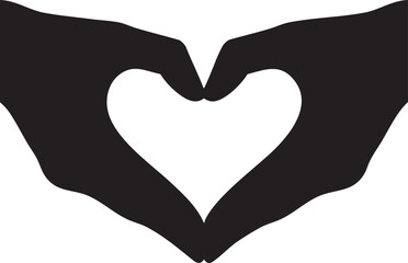 Fototapeta premium Two hands forming a heart shape against a white background silhouette