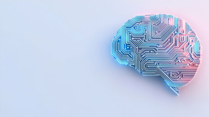 Digital Brain Design with Circuit Patterns in Blue and Pink Colors