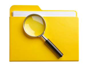 PNG Up arrow 3d icon illustration business concept isolated transparent background - Yellow File Folder with Magnifying Glass on Top, Search Concept Icon, PNG Transparent