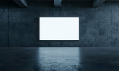 Minimalist Interior with Empty Screen in Contemporary Space