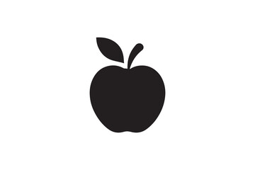 Simple and Clean Apple Fruit Illustration in Black Silhouette Style on White Background Perfect for Logos and Icons silhouette