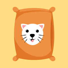 Cat food package: This charming graphic depicts a vibrant package of cat food, showcasing a playful cat. It's perfect for any pet-related project.