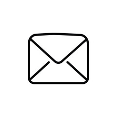 Simple Black and White Envelope Outline Illustration on Clean White Background