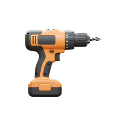 Orange and Black Cordless Drill Isolated on White Background