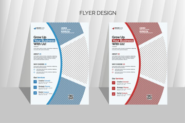 Corporate Business Flyer Template in Red and Blue – A4 Size, Editable AI Format