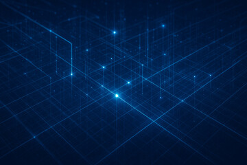 Futuristic Digital Grid Lines in Blue Perspective