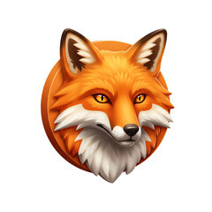 Obraz premium Orange Fox Head Illustration on White Background Cute Animal Art