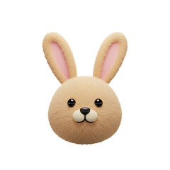 Obraz premium Cute Fluffy Rabbit Head with Pink Ears on White Background