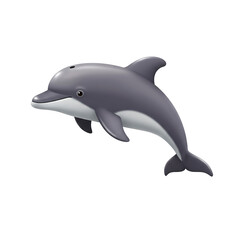 Fototapeta premium Gray Dolphin Jumping Joyfully Isolated on White Background