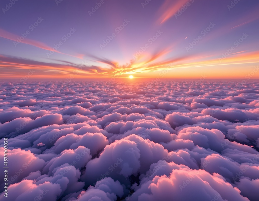 Poster the image depicts a vast expanse of clouds stretching towards the horizon, with the sky above transi