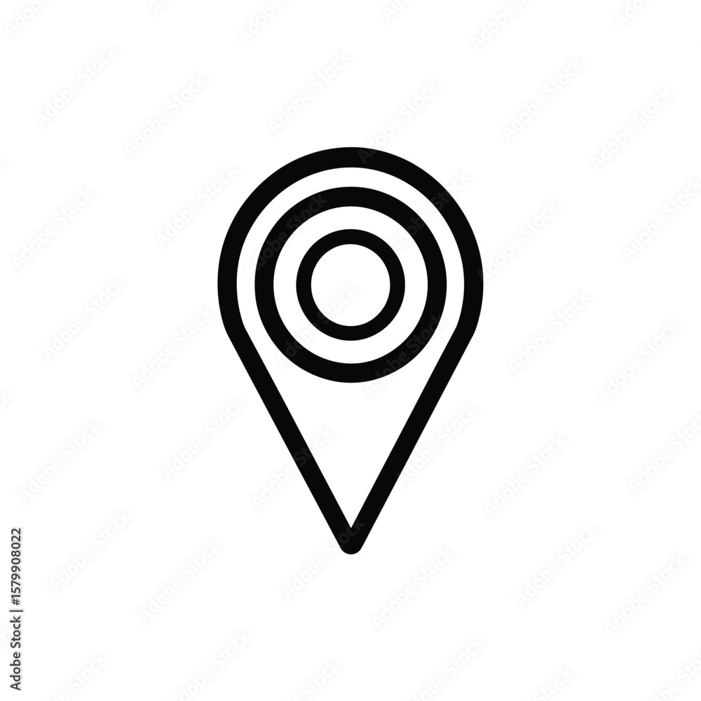 Aufkleber simple black location pin icon with concentric circles on transparent background