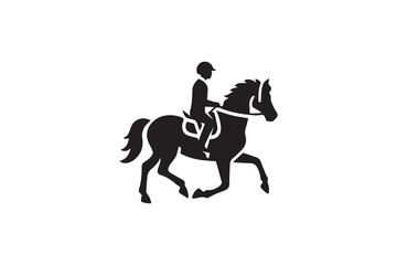 Equestrian Sport Silhouette Horse and Rider in Motion Black on White Simple and Clean Design Vector Illustration silhouette