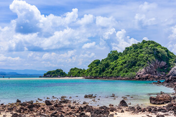 Bo Tong Lang Beach in Bo Thong Lang Bay in Bang Saphan. The beach shape is crescent-curved almost like a circle in Bang Saphan District, Prachuap Khiri Khan , Thailand