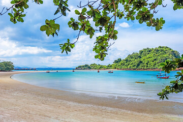 Bo Tong Lang Beach in Bo Thong Lang Bay in Bang Saphan. The beach shape is crescent-curved almost like a circle in Bang Saphan District, Prachuap Khiri Khan , Thailand