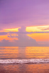 Sunset on the beach with beautiful sky