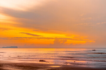 Sunset on the beach with beautiful sky