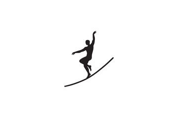 Naklejka premium Minimalist Silhouette of a Man Surfing on a Wave Isolated on White Background Featuring a Clean and Modern Design silhouette