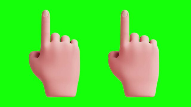 single finger tap 3d animation green screen