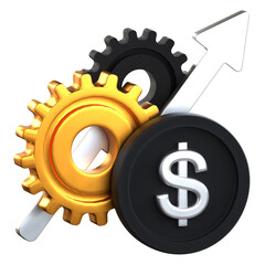 Making Money 3D Icon Black and Gold Style