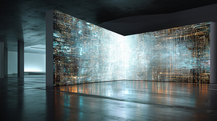Digital Corner LED Wall Display in Futuristic Exhibition Hall