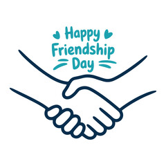 Obraz premium Happy Friendship Day Handshake Teal Blue Graphic vector