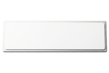 Blank white rectangular magnetic name tag for conferences isolated on a transparent background