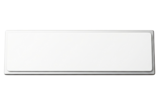 Blank white rectangular magnetic name tag for conferences isolated on a transparent background