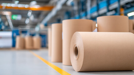 p3685236 239 Large rolls of paper at a paper and cardboard production plant. Finished products. Rolls of paper for further processing. 58112301 1