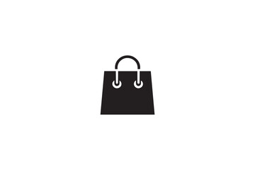 Simple Shopping Bag Icon in Black and White Representing Retail and Commerce Presented as a Silhouette
