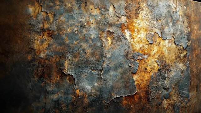 Rusty metal surface with peeling paint showcasing texture and color variations in an industrial setting