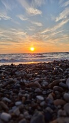 Footstep print on sand during sunset on beach, Preveza, Greece