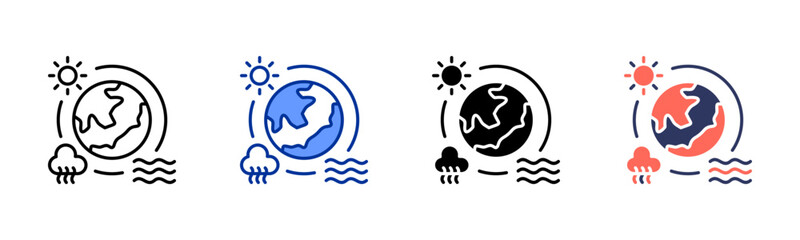 Climate Adaptation icon sheet multiple style collection