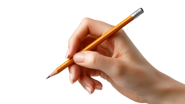 A person is holding a pencil in their hand