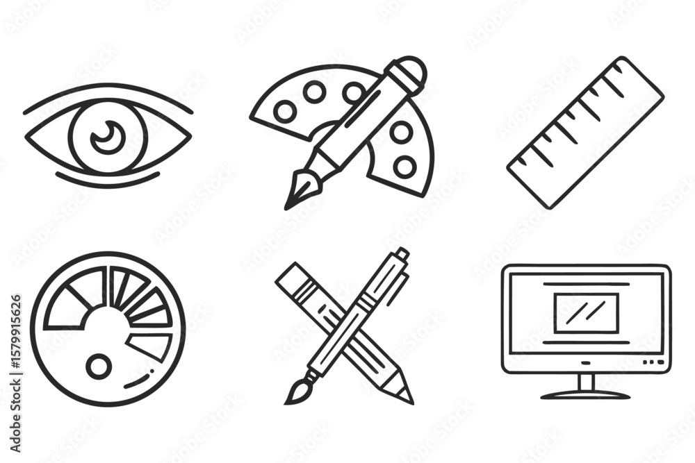 Aufkleber graphic design icons line art style for web and print