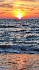 Footstep print on sand during sunset on beach, Preveza, Greece