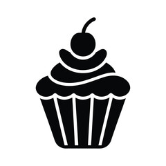 Cupcake With Frosting Icon Vector Illustration