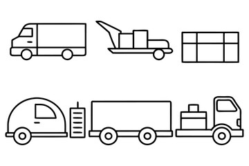 Delivery Truck Icons Line Art Graphics for Logistics and Transportation