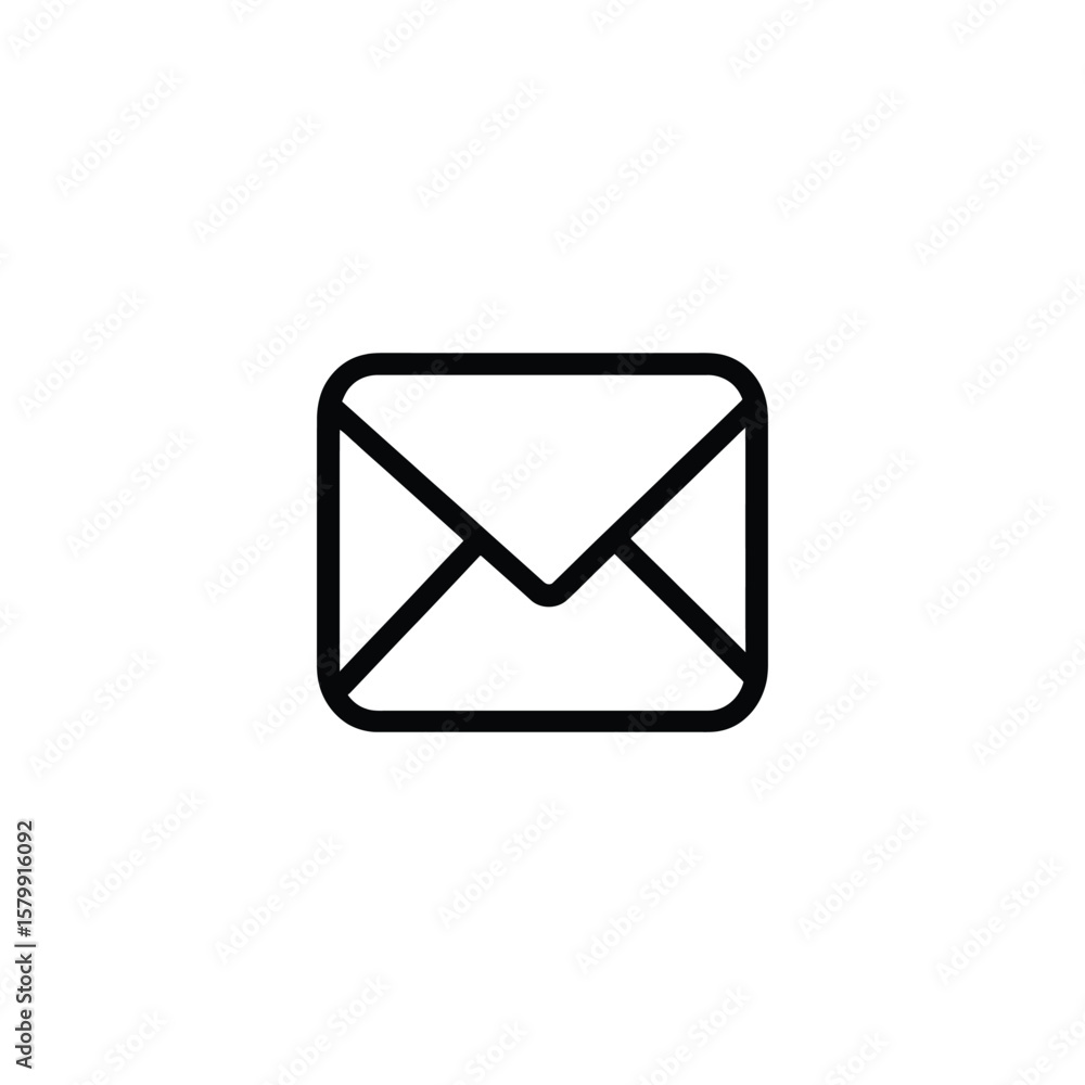 Aufkleber square shape message symbol with black stroke outline on transparent background