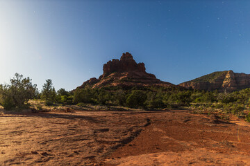Bell rock at night with full moon
