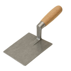 Isolate Transparent A metal gardening trowel with a wooden handle, perfect for planting and cultivating garden soil. PNG Die-Cut