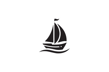Sailboat on the Water with a Black and White Silhouette Style Simple and Clean Design for Nautical Themes and Minimalist Aesthetics silhouette