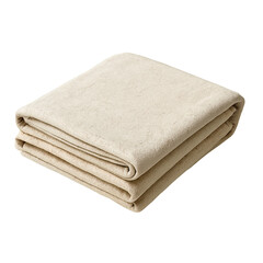 Isolate Transparent A cozy folded beige blanket, perfect for adding warmth and comfort to any living space or bedroom. PNG Die-Cut