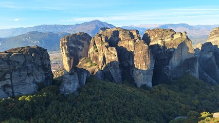Serene morning in impressive Meteora monasteries. Central Greece