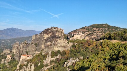 Serene morning in impressive Meteora monasteries. Central Greece