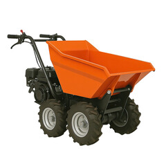 Isolate Transparent An orange motorized dumper truck designed for efficient material transport on construction sites. PNG Die-Cut
