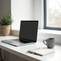 Fototapeta premium office desk with laptop