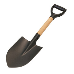 Isolate Transparent A sturdy black shovel with a wooden handle, perfect for gardening and outdoor projects. PNG Die-Cut