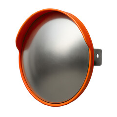 Isolate Transparent A stylish round mirror with an orange frame, perfect for modern decor and design inspiration. PNG Die-Cut